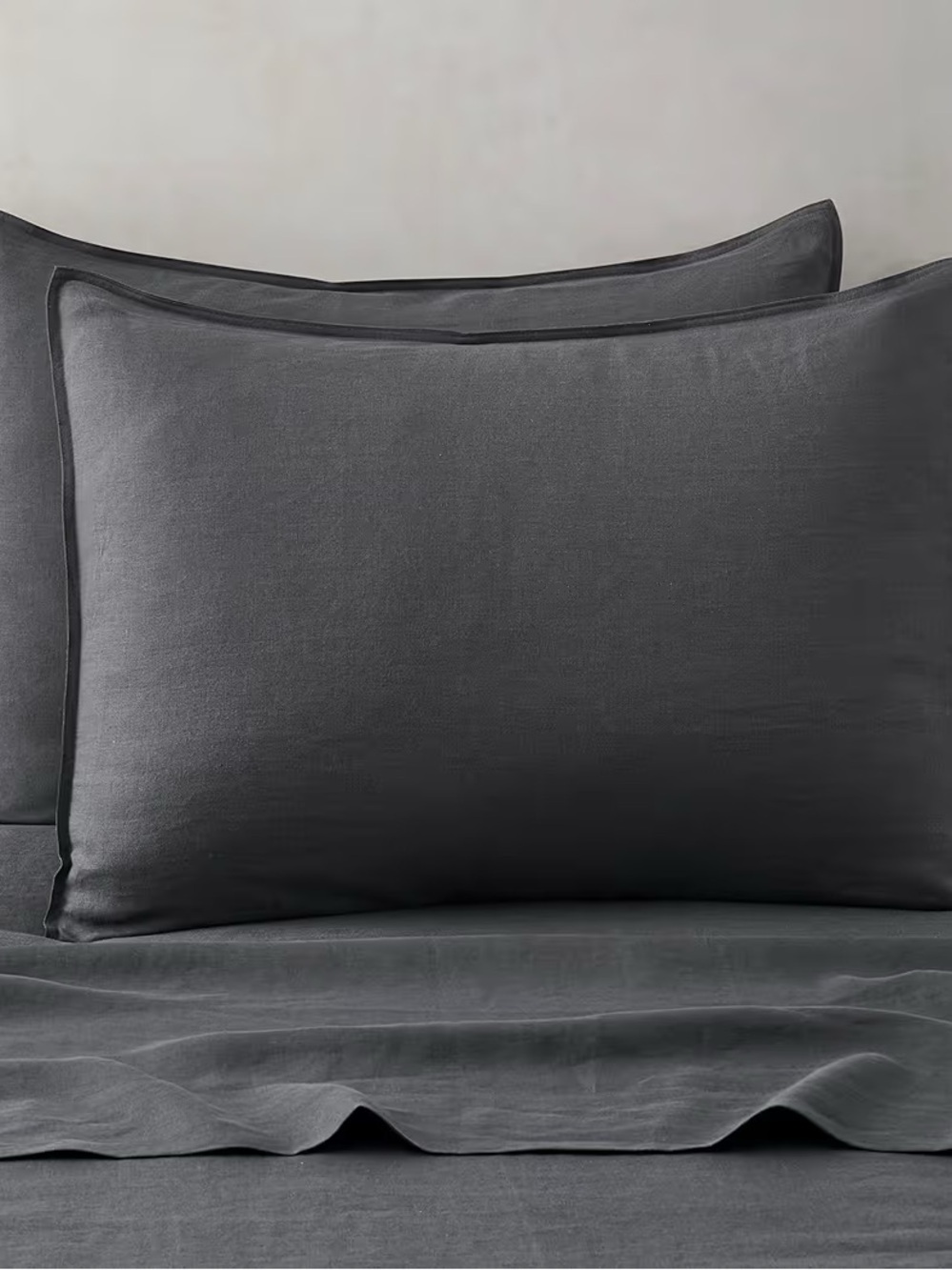 ATLINIA 100% Linen Pillowcases 2, Standard 20" x 26"Linen Pillow Sham Dark Grey